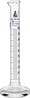 Graduated Cylinder, 10ml - Class A Tolerance ±0.10ml - Round Base - Blue Graduations - Borosilicate 3.3 Glass - Eisco Labs