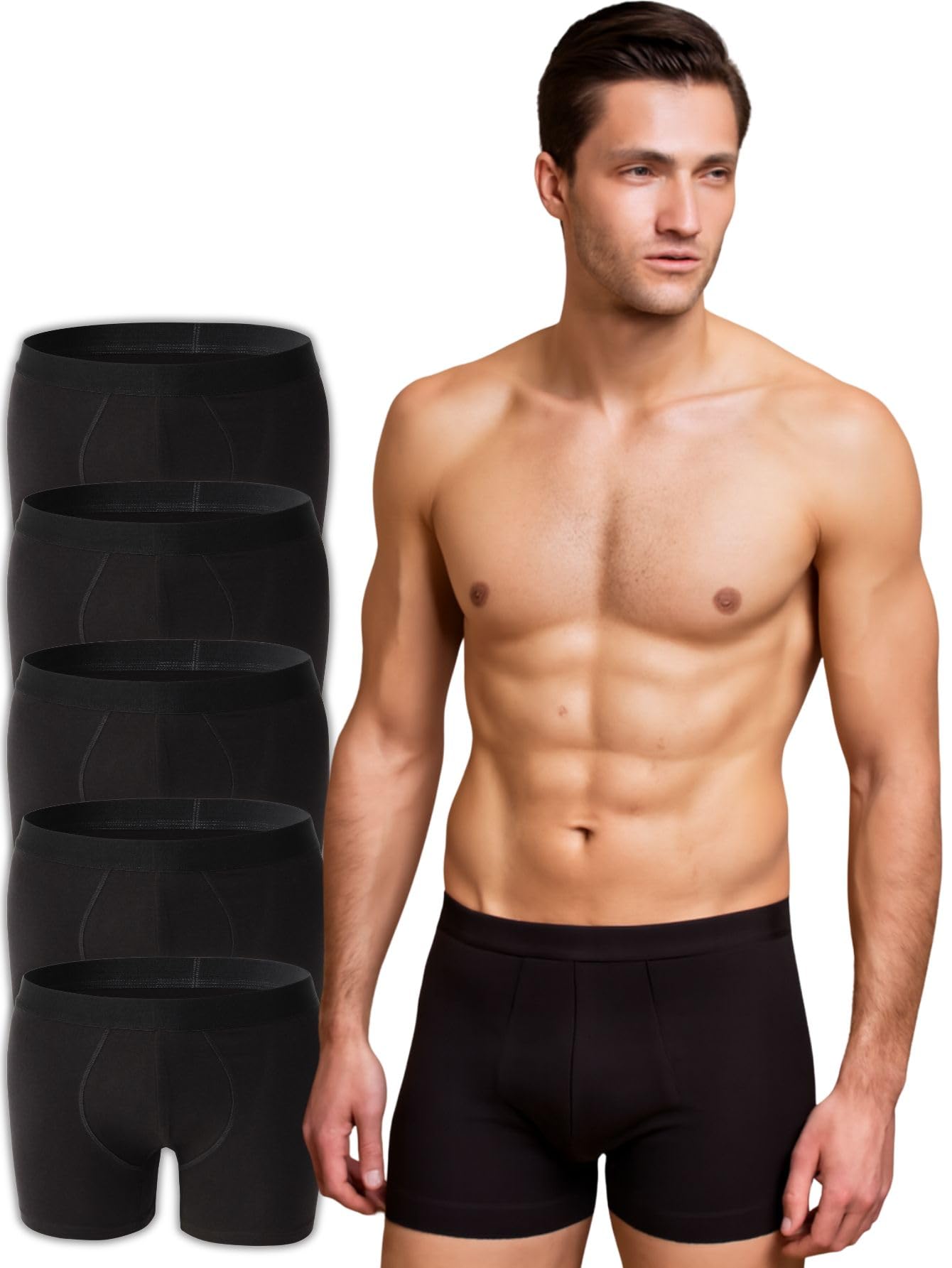 Boxer Shorts Men's Fitted Boxer Sports Trunks 5 Pack Underwear for Men Soft Cotton Boxer Briefs Breathable, Soft Cotton Rich