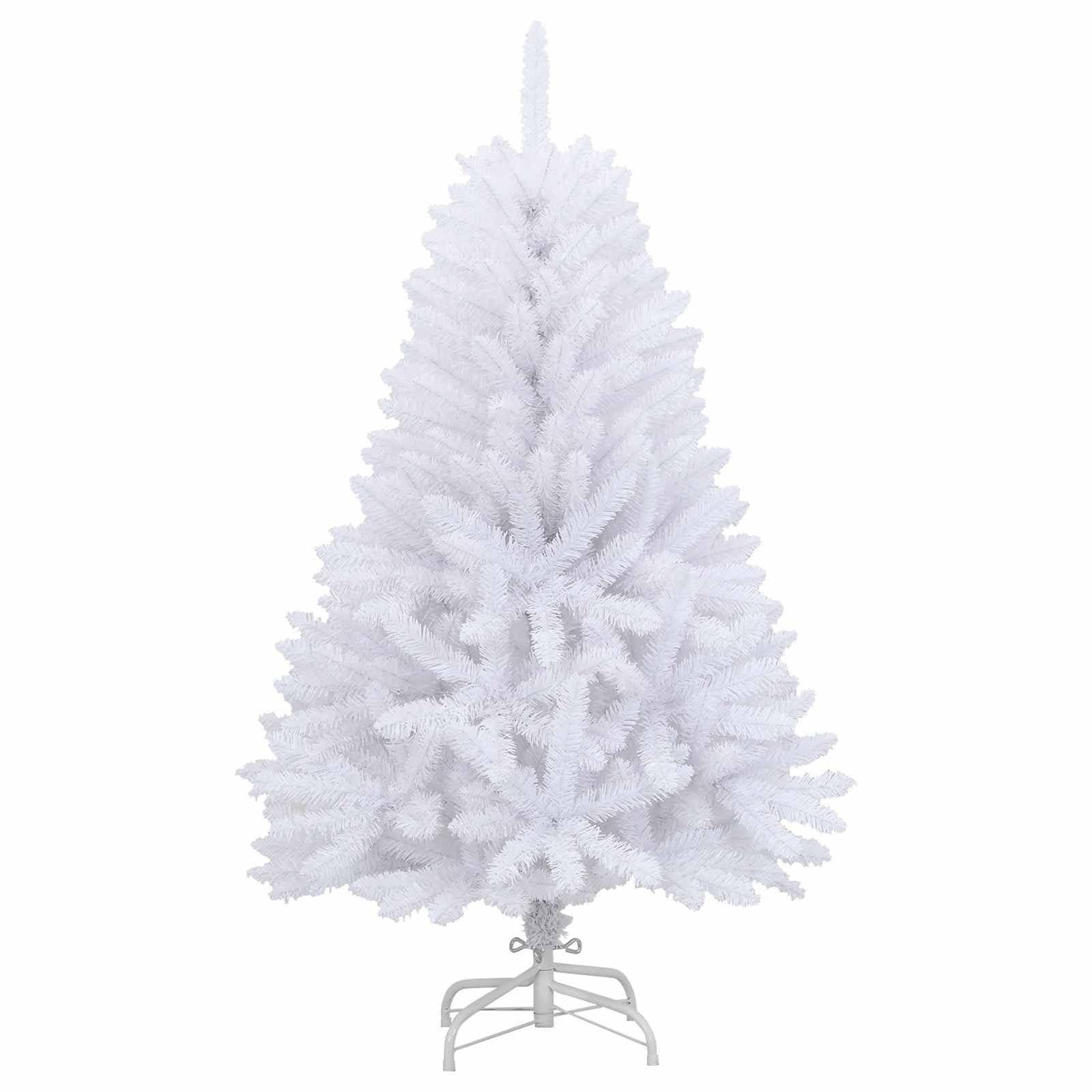 Albero di Natale artificiale pieghevole, bianco, 150 cm, in PVC e acciaio, con 150 luci LED, 8 modalità di illuminazione, alimentato tramite USB, robusto supporto in acciaio, ideale per
