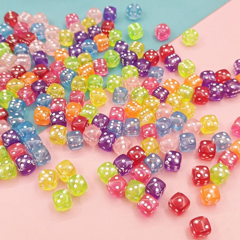 500PCS Colorful Dice Beads 8.5mm Dice Charming Beads 6 Sided Game Dices for Women Necklace Earring Bracelet Making Supplies - Image 6