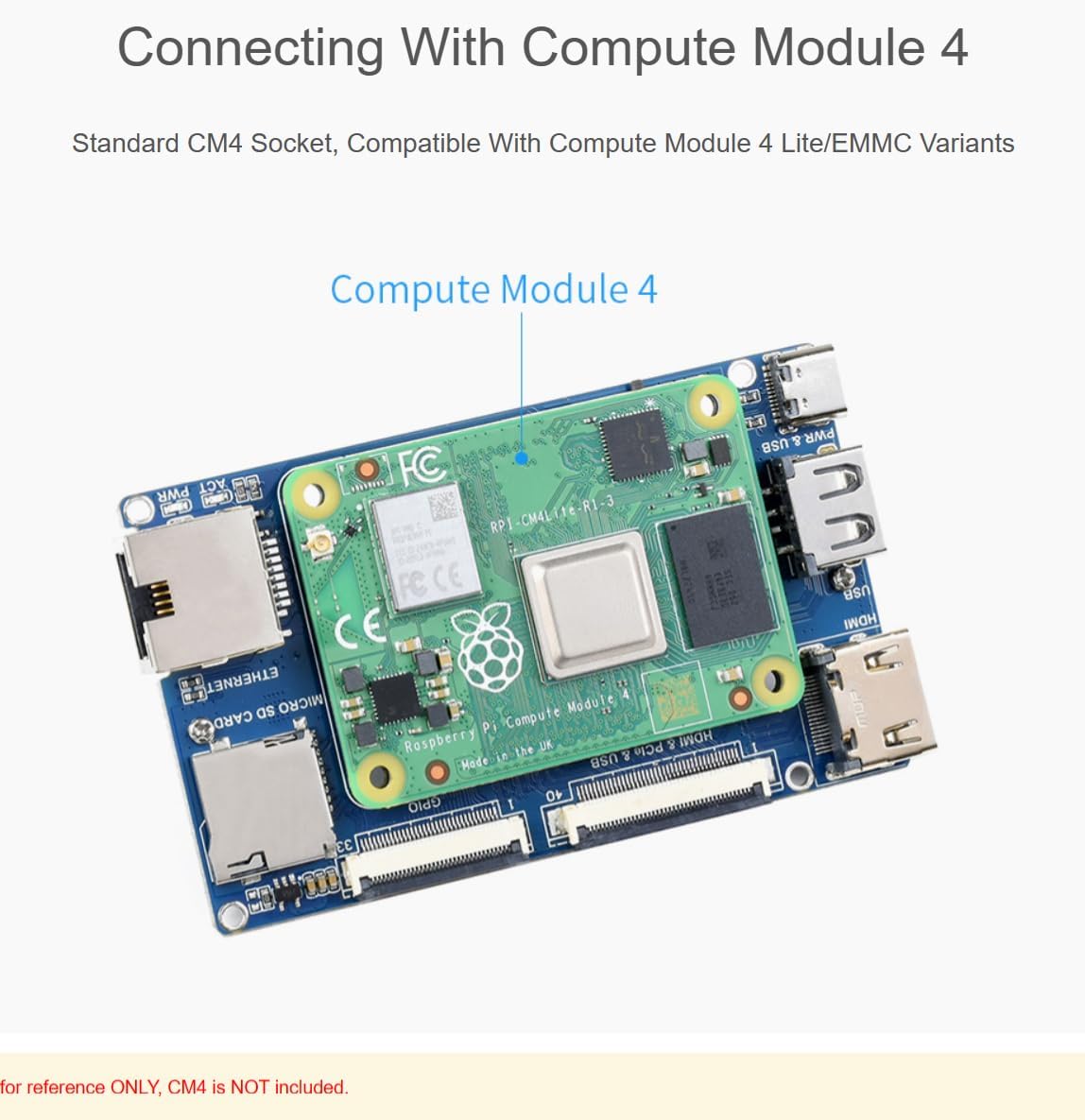 Scheda base per fotocamera binoculare compatibile con il modulo di elaborazione Raspberry Pi 4 Lite/EMMC varianti incluse espansore di interfaccia