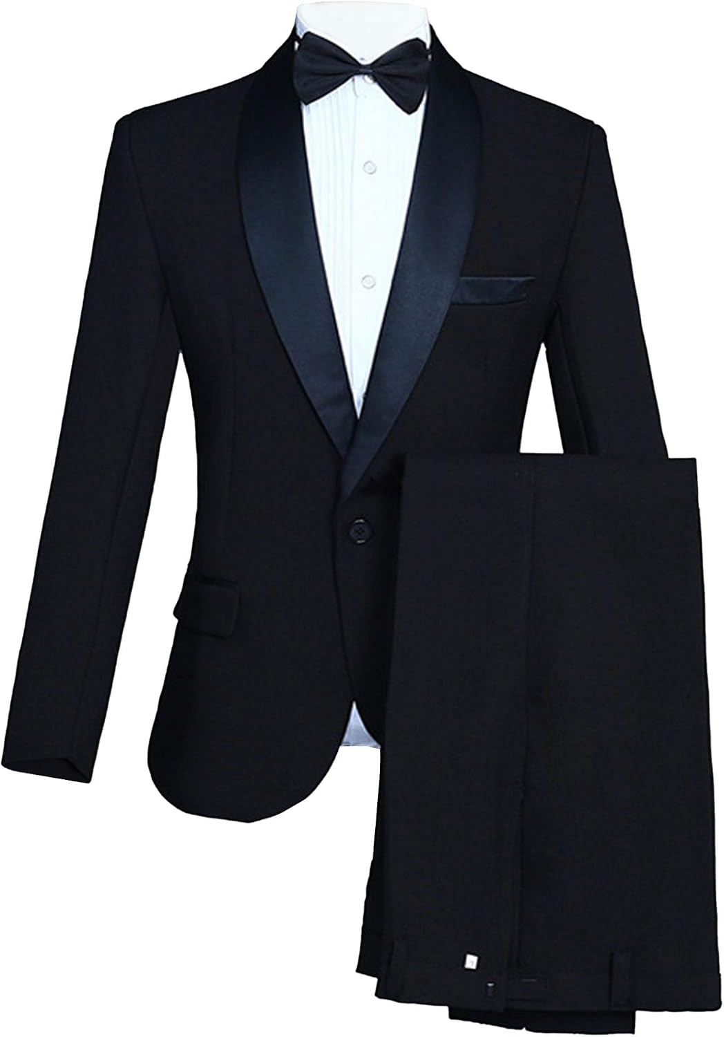 Men 1 Button Wedding Stage 2-Piece Suit Shawl Lapel Slim Fit Prom Tuxedo Suits Dinner Party Wedding Suit with Tie