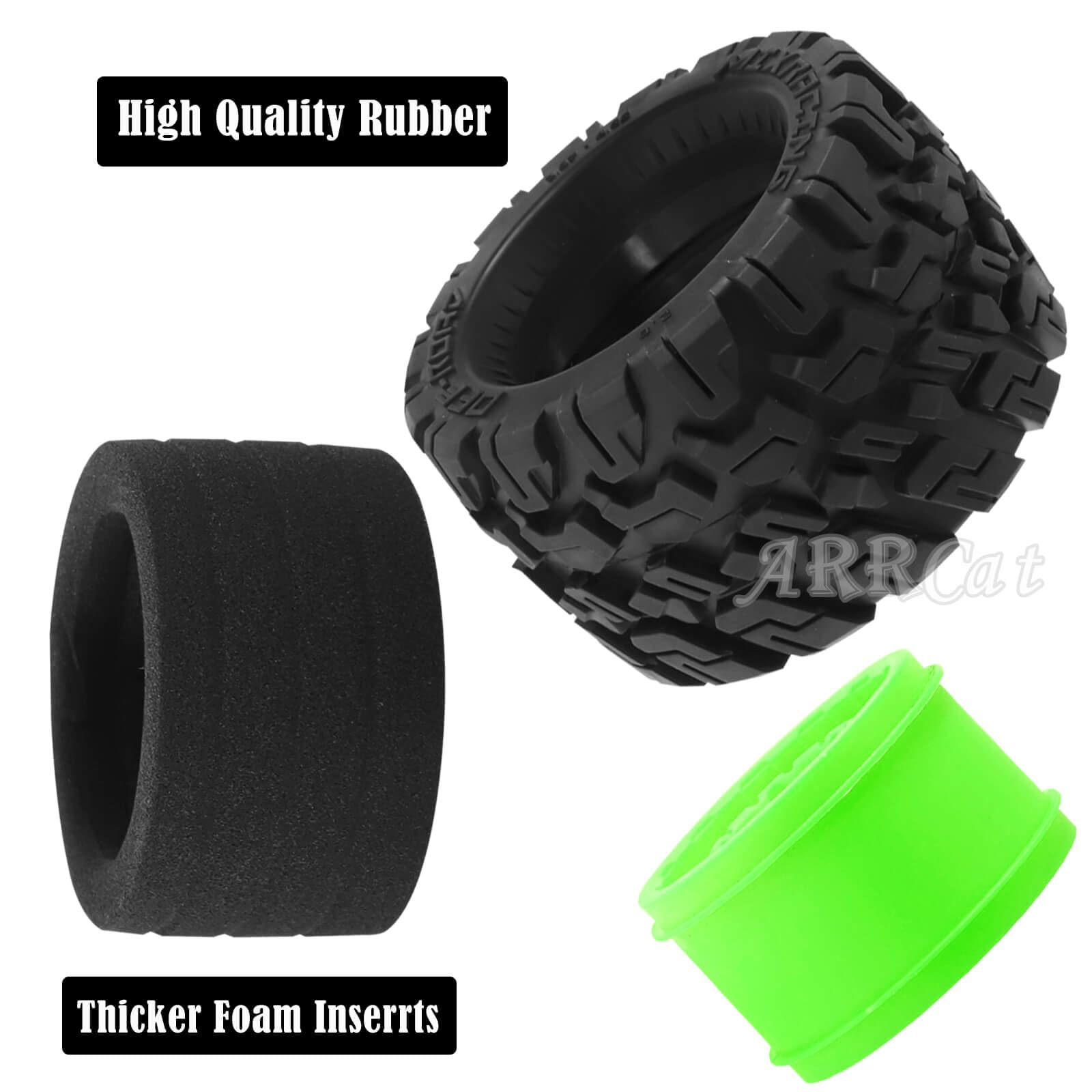 RC Tires Wheels 4Pack For 1/10 Scale Trucks - 12mm/14mm Hex Off-Road Tires