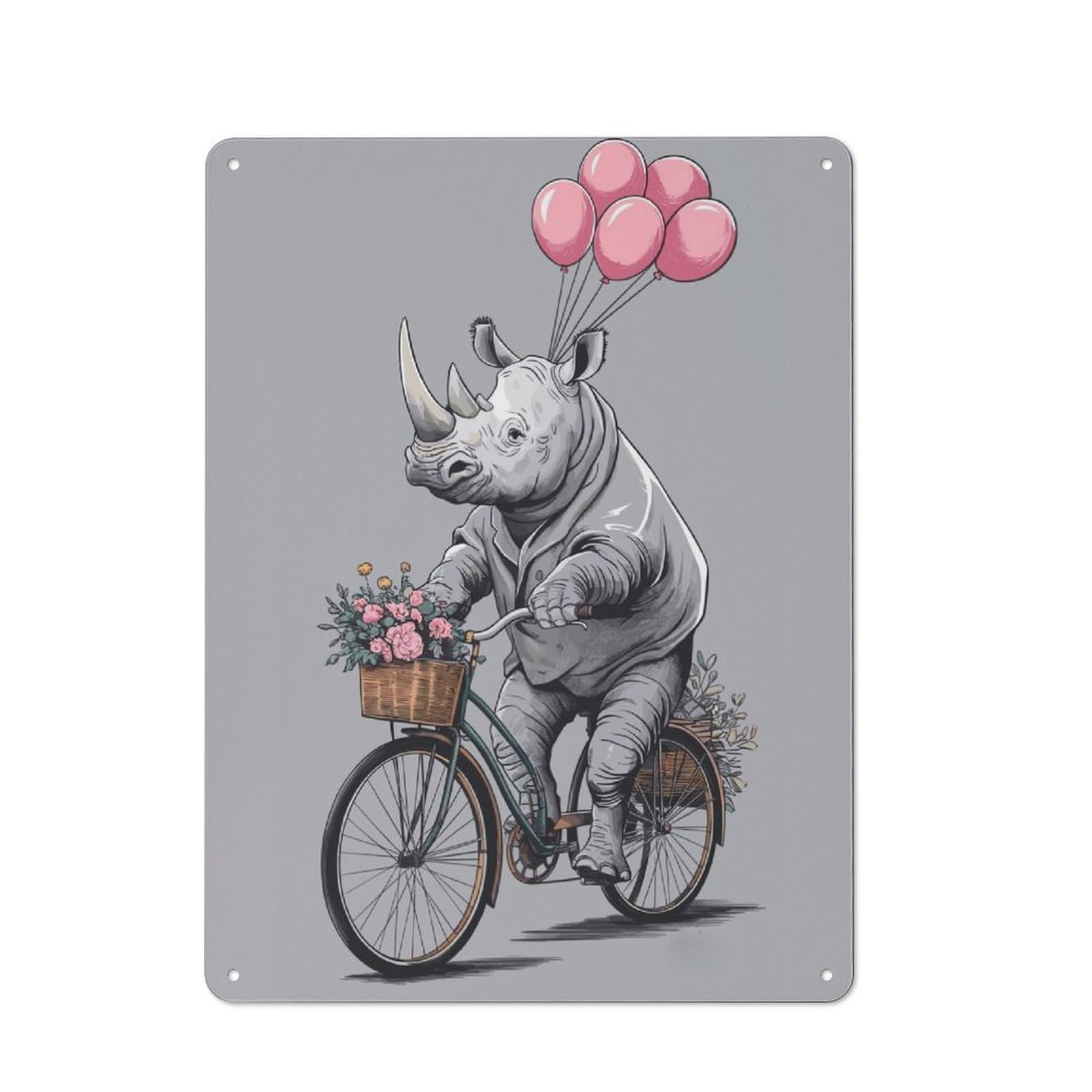 Junmoney Rhino Riding Bicycle For Lounge Or Reading Corner, Retro Metal Sign 40X30cm, For Metal Sign Collectors, For Garage And Workshop Walls