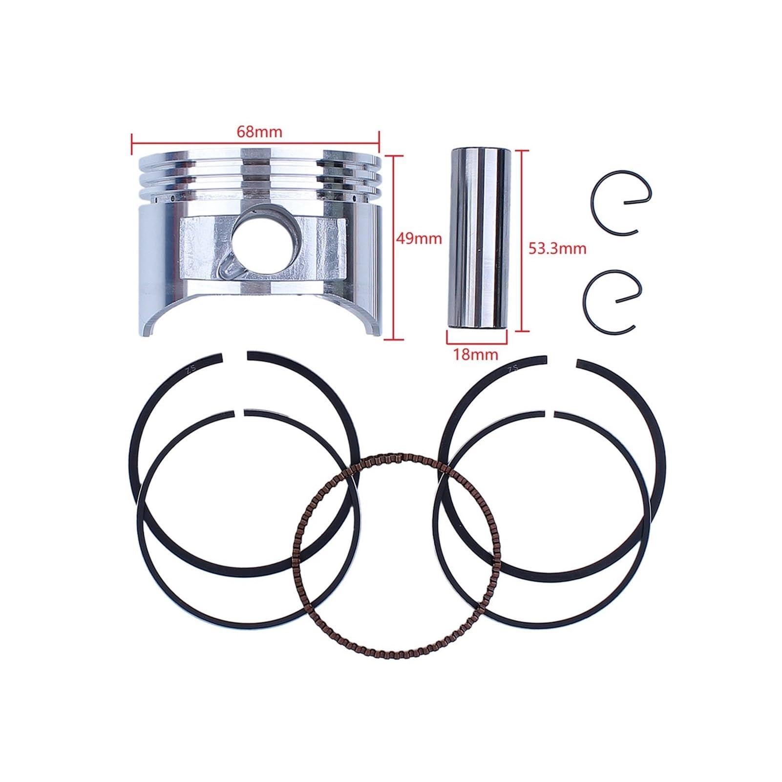 Kit de Junta Completa de Anillo de pistón de biela de 68mm, Apto for Motor GX160 de 6,5 HP, Piezas de Repuesto for cortacésped Accesorios(1)