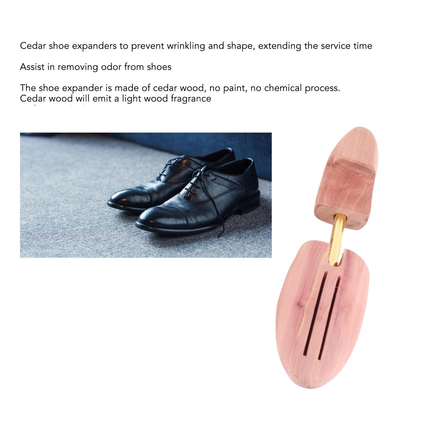 Jiawu Expansor de Zapatos de Madera Ajustable para Hombres y Mujeres, Soporte en Forma de árbol de Botas de Cedro con Resortes para Botas de Zapatillas de Cuero, Eliminador de Olores de Madera Pulida