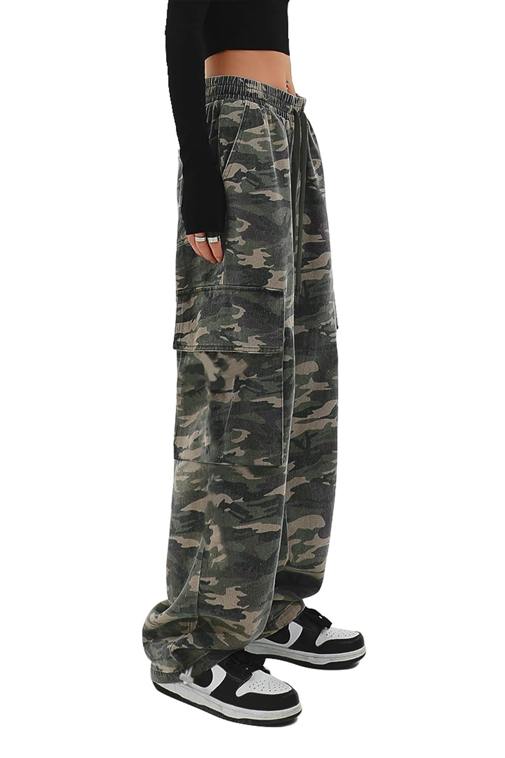 HVEPUO Pantalon d'été pour femme - Léger - Taille haute - En coton - Pour les loisirs