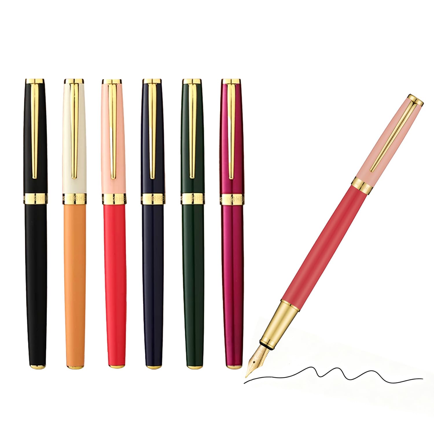 HERO Fountain Pen, Extra Fine Nib, Luxury Pens Set for Journaling, Calligraphy; Drawing, Smooth Writing, Best Writing Pen Gift Set for Men & Women, Nice Fancy Office Designer Pen[Red]