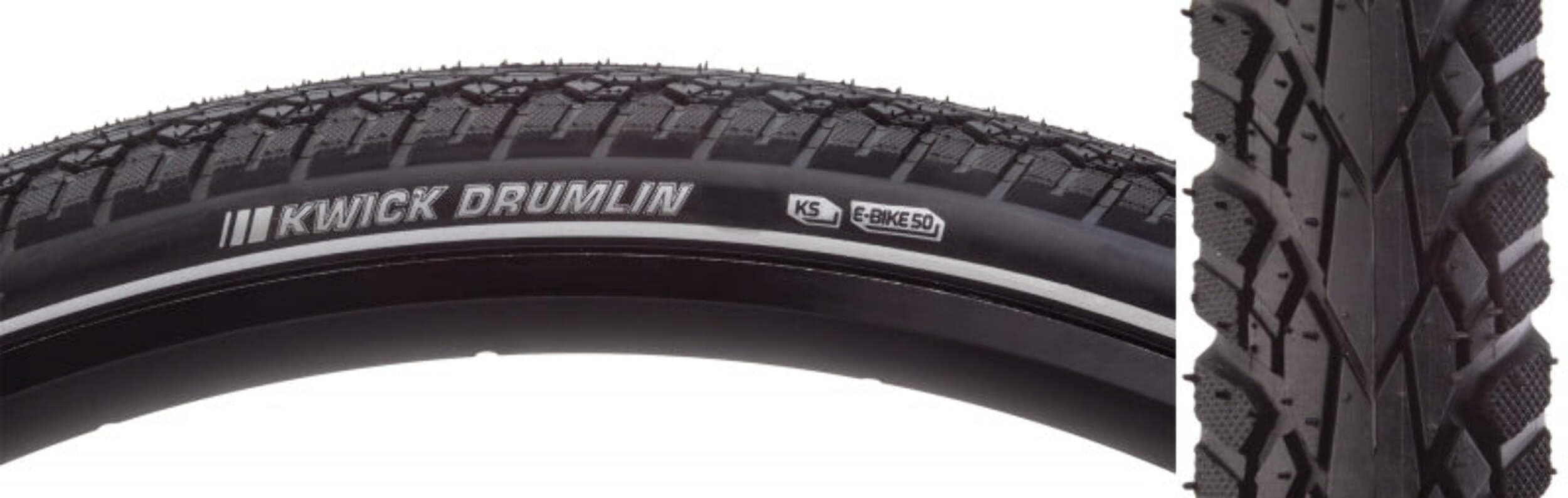Kenda Kwick Drumlin Tire - 700 x 45, Clincher, Wire, Black/Reflective, 60tpi