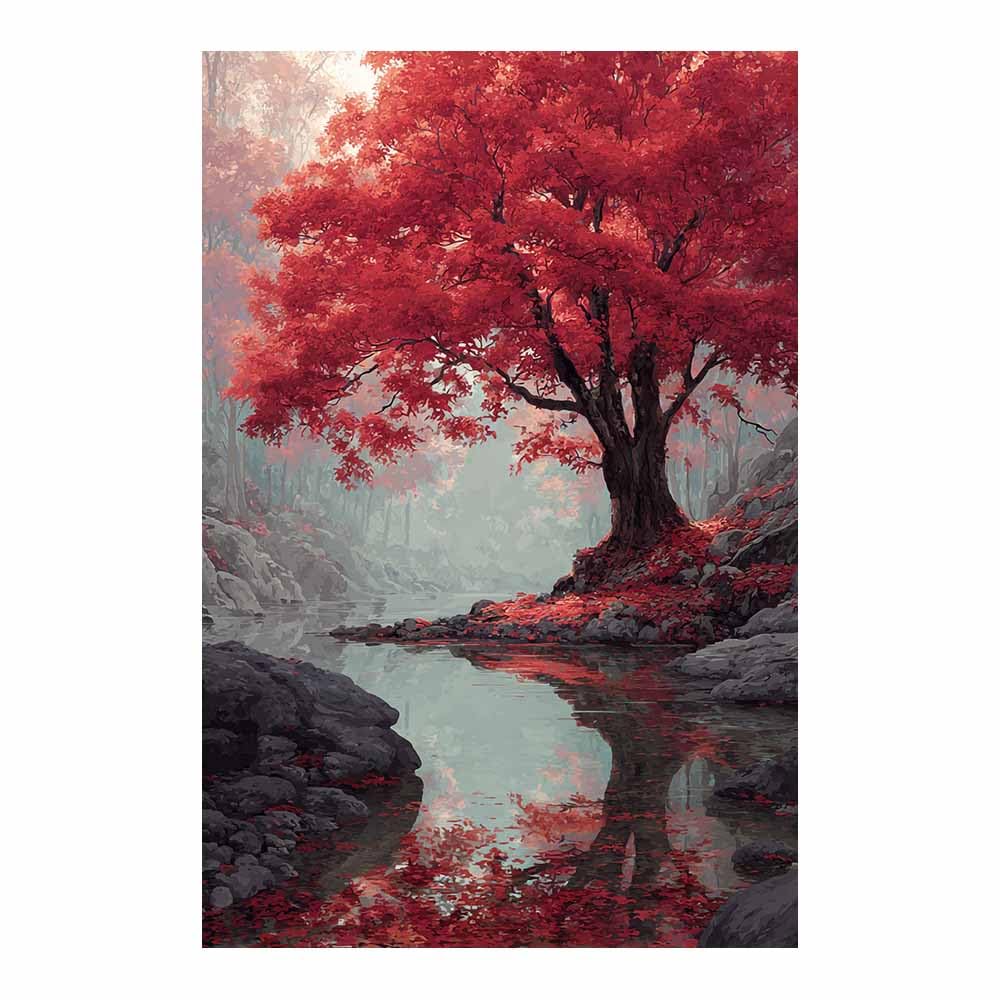 XENIOU Tree Of Life Serenes Blues tree canvas painting wall art, Living Room Bedroom Hallway Stairs Decoration.(Multicolor)-80x120cm Unframed