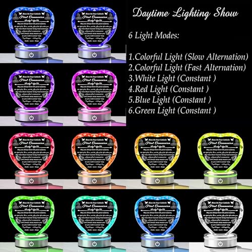 Image of Qianwei First Communion Gifts for Boys Girls, 3D Engraving Crystal Praying Boy John Figurine Jesus First Communion Veil Decoration, Baptism Gifts for Boy Girls Catholic