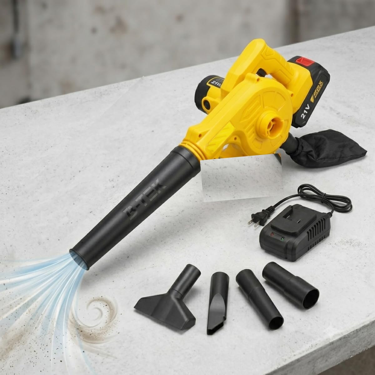 Soprador Aspirador de Folhas 21V Portátil 18000 RPM Jardim Quintal Garagem Limpeza Volume
