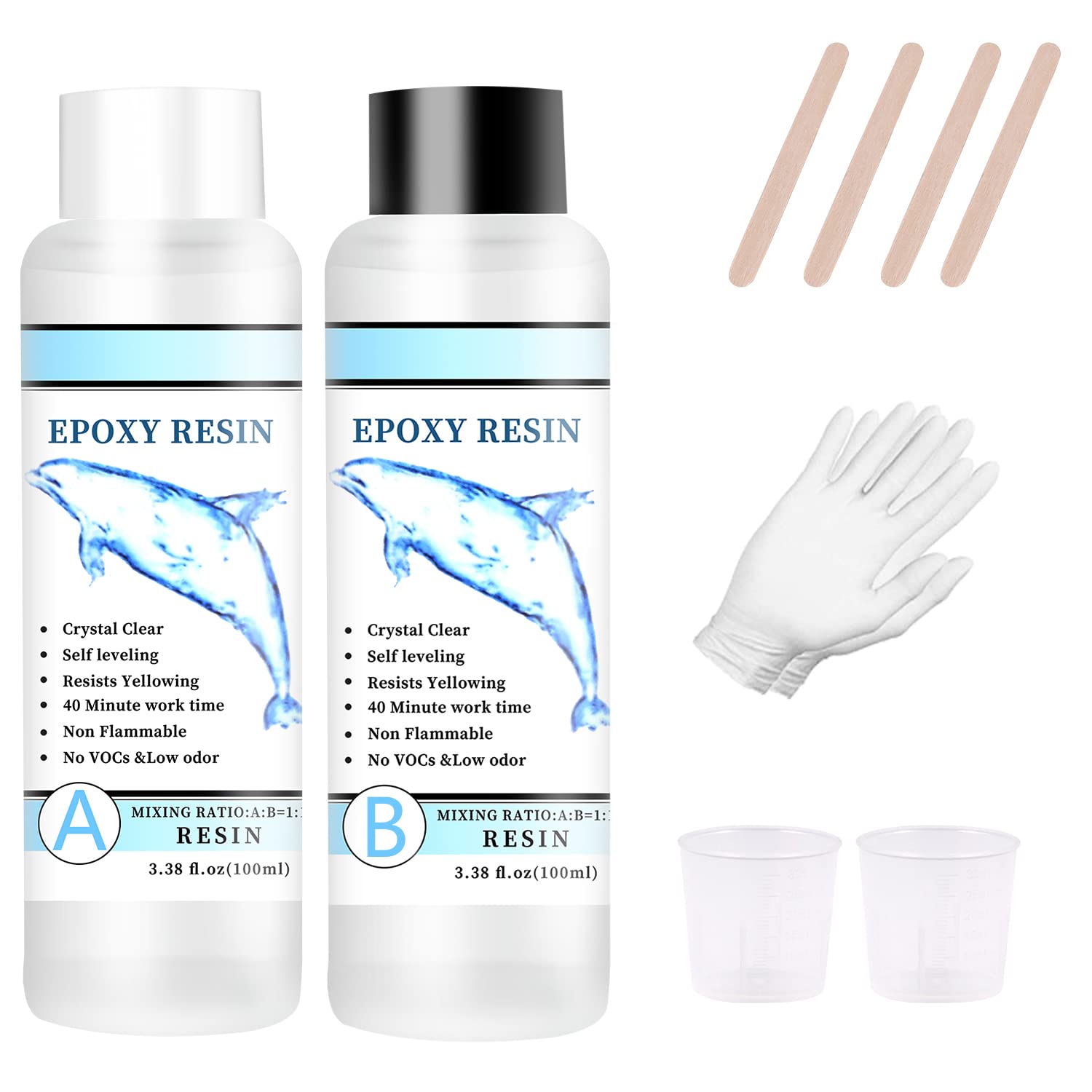 QST EXPRESSEpoxy Resin, 6.76OZ Resin Kit, Epoxy Resin Crystal Clear Easy Mix 1:1 Casting and Coating Resin for Crafts, Art, Jewelry, Coating Not Yellowing and No Bubble Self Leveling Quick Cure Resin