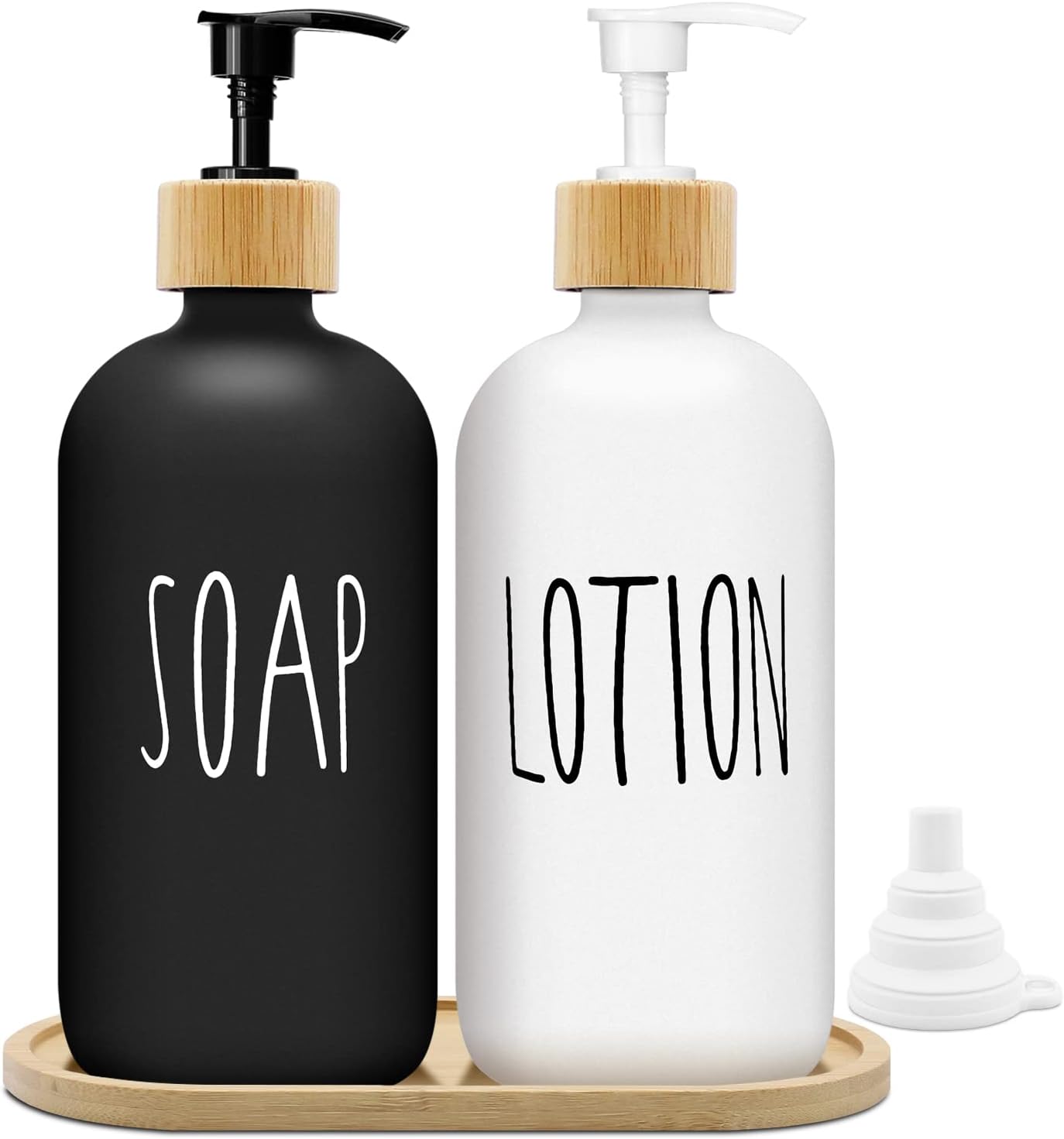 Distributeur De Savon Noir 330ML Lot De 2 Distributeur Savon Verre