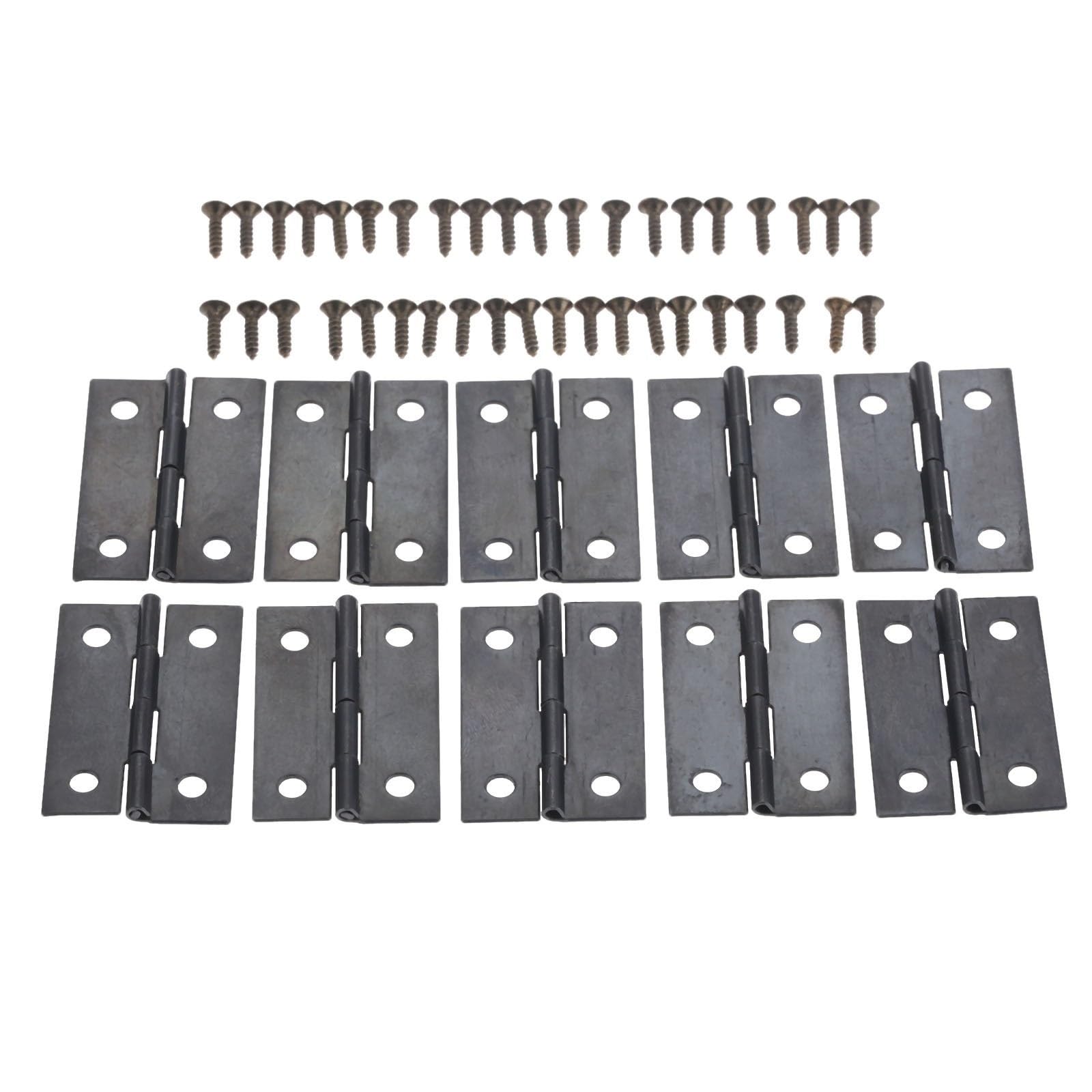 Lsnnmu Black 20Pcs Door Cabinet Hinges 4 Holes Jewelry Boxes Decorative Hinge Furniture Fittings With Screws For Door(Black)