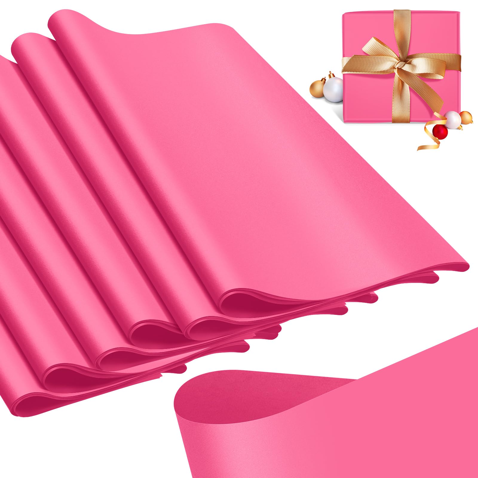 Qilery 500 Sheets Valentine's Day Hot Pink Tissue Paper Bulk 15 x 20 Inch Acid Free Flower Wrapping Packaging Paper Sheets for Valentine's Day Gift