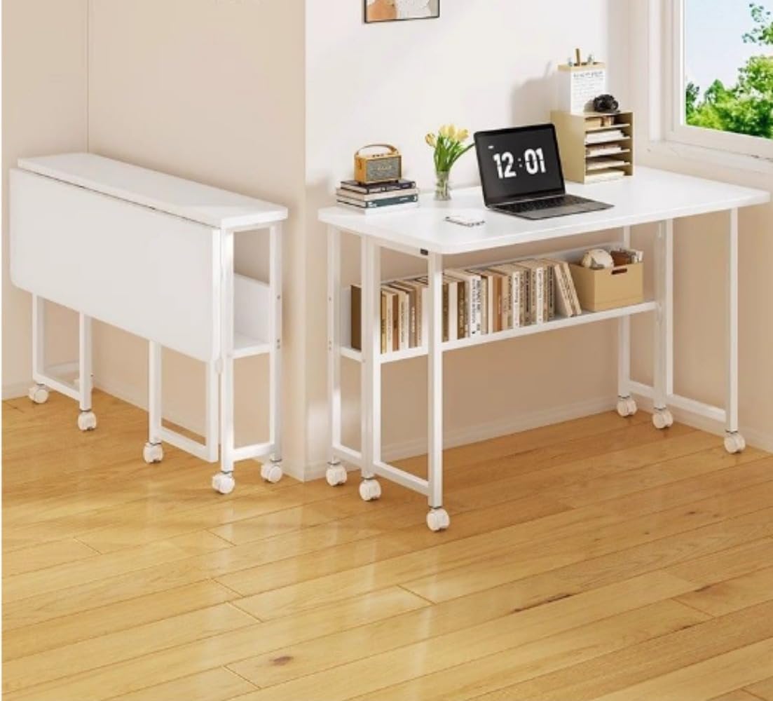 工具不要　折りたたみテーブル　勉強机　　移動式　省スペースコンパクトデスク 工具不要 折りたたみテーブル 勉強机 移動式 省スペースコンパクトデスク