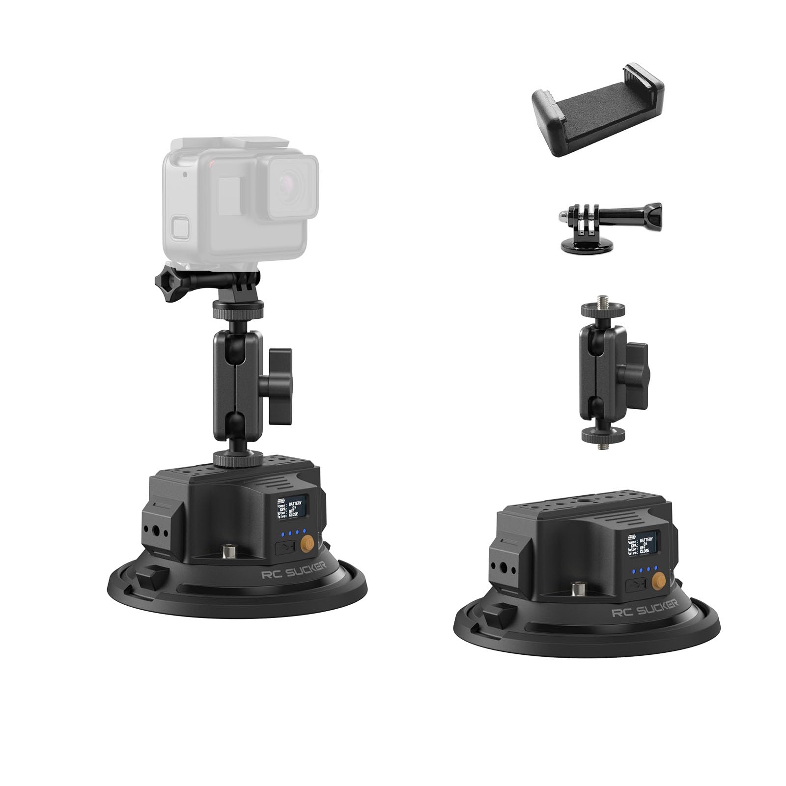 4.5" Electric Suction Cup Camera Mount with Ball Head Magic Arm