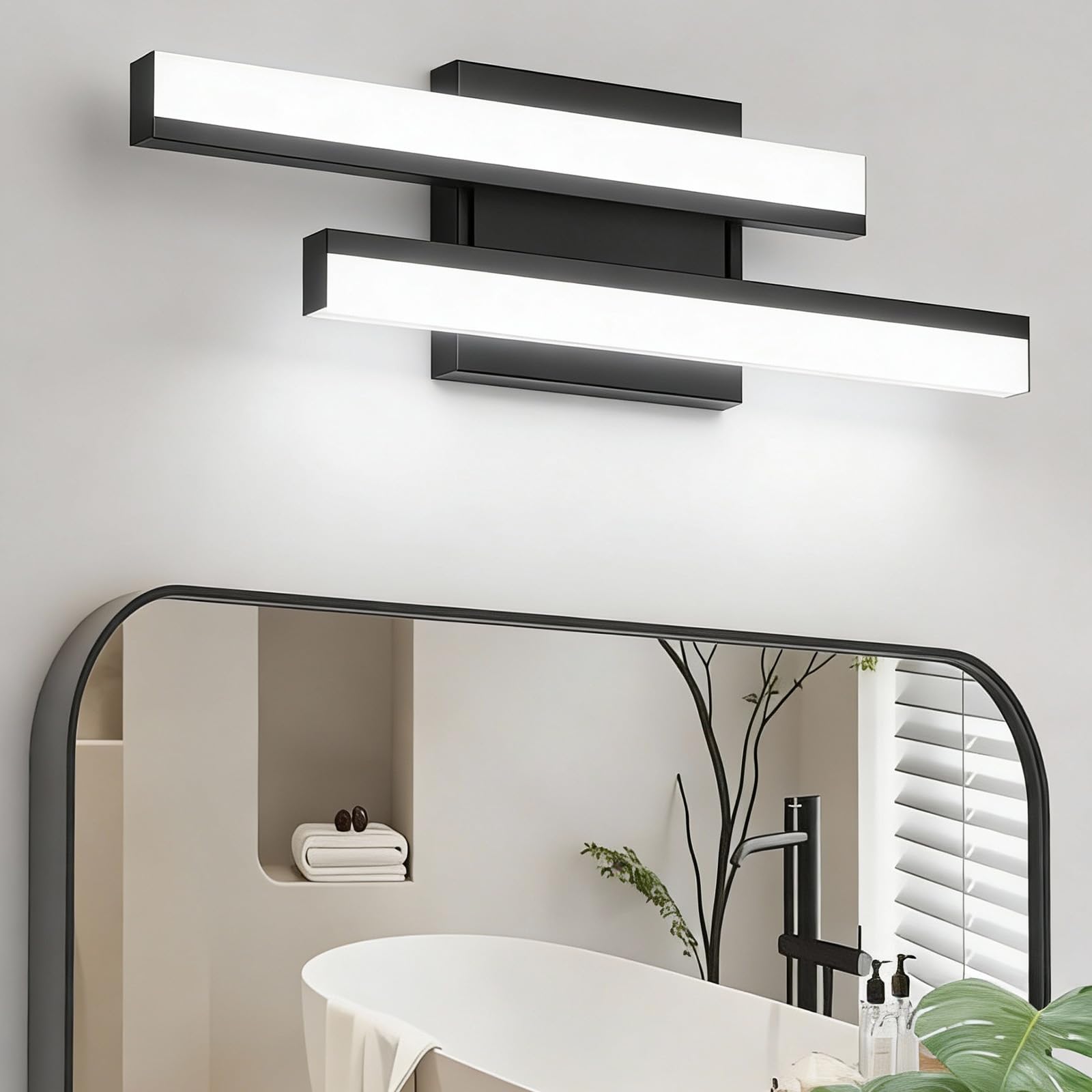 NOVELUX LED Bathroom Vanity Light Bar 18 Inch,Over Mirror Lighting Fixture 18W 5000K Black Bar Vanity Light for Bathroom Mirror Bedroom ETL