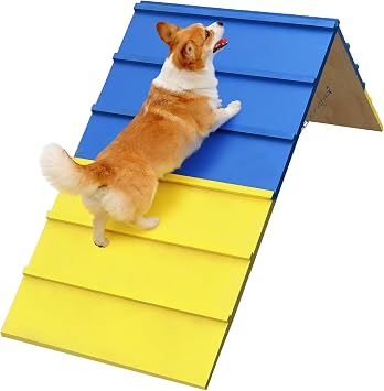 Dogs Agility Course Backyard Set, Non-Slip Dog Agility A-Frame with 2 Chains, Dog Agility Equipment, 84 x 24 Large Size