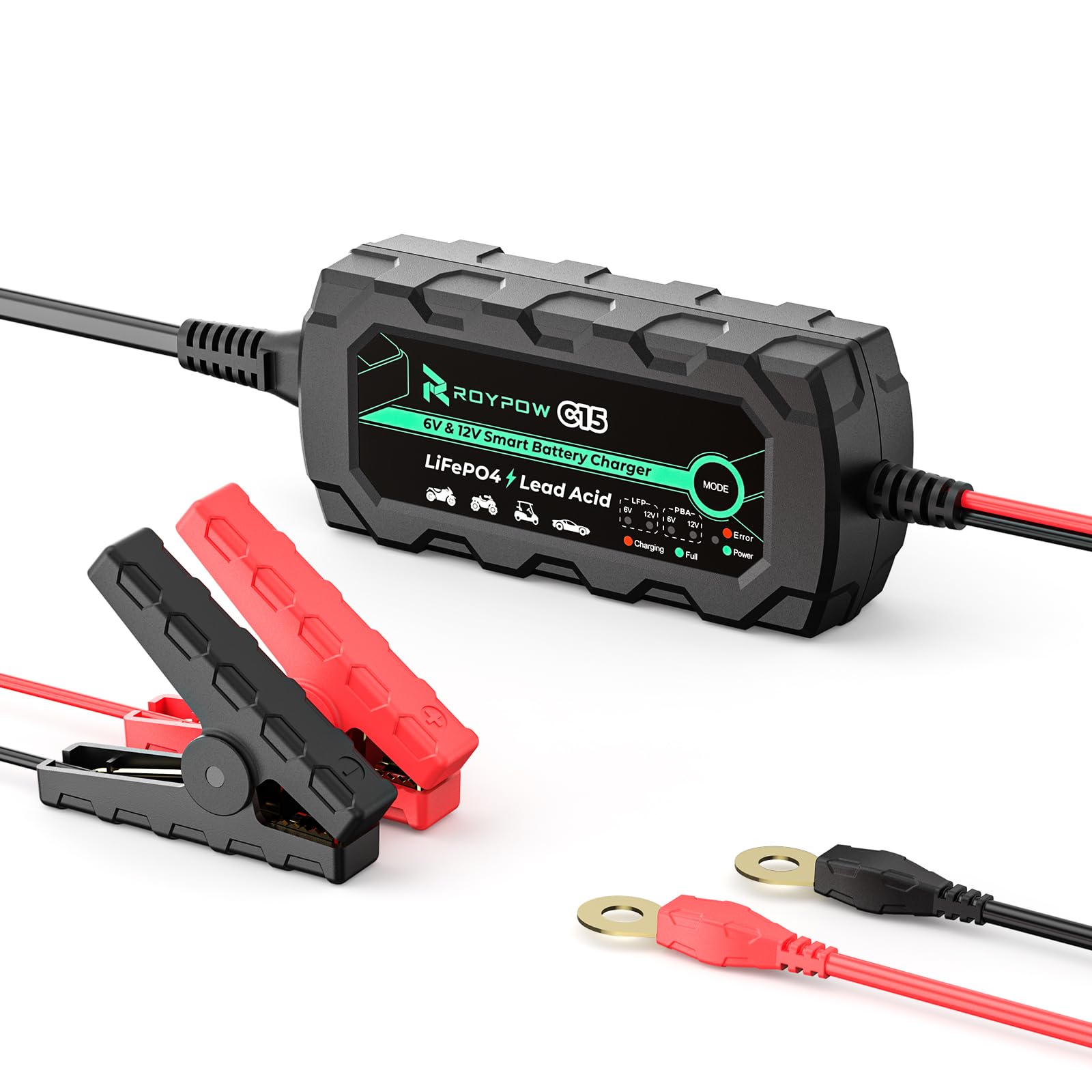 Amazon.co.jp: RoyPow バイク バッテリー充電器 14.4V/1A 7.2V/1A
