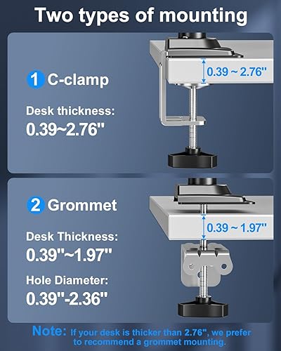 Miniatura 7 de Soporte para monitor individual con capacidad para un máximo de 22 libras, soporte de escritorio para monitor de 13-32 pulgadas, brazo para