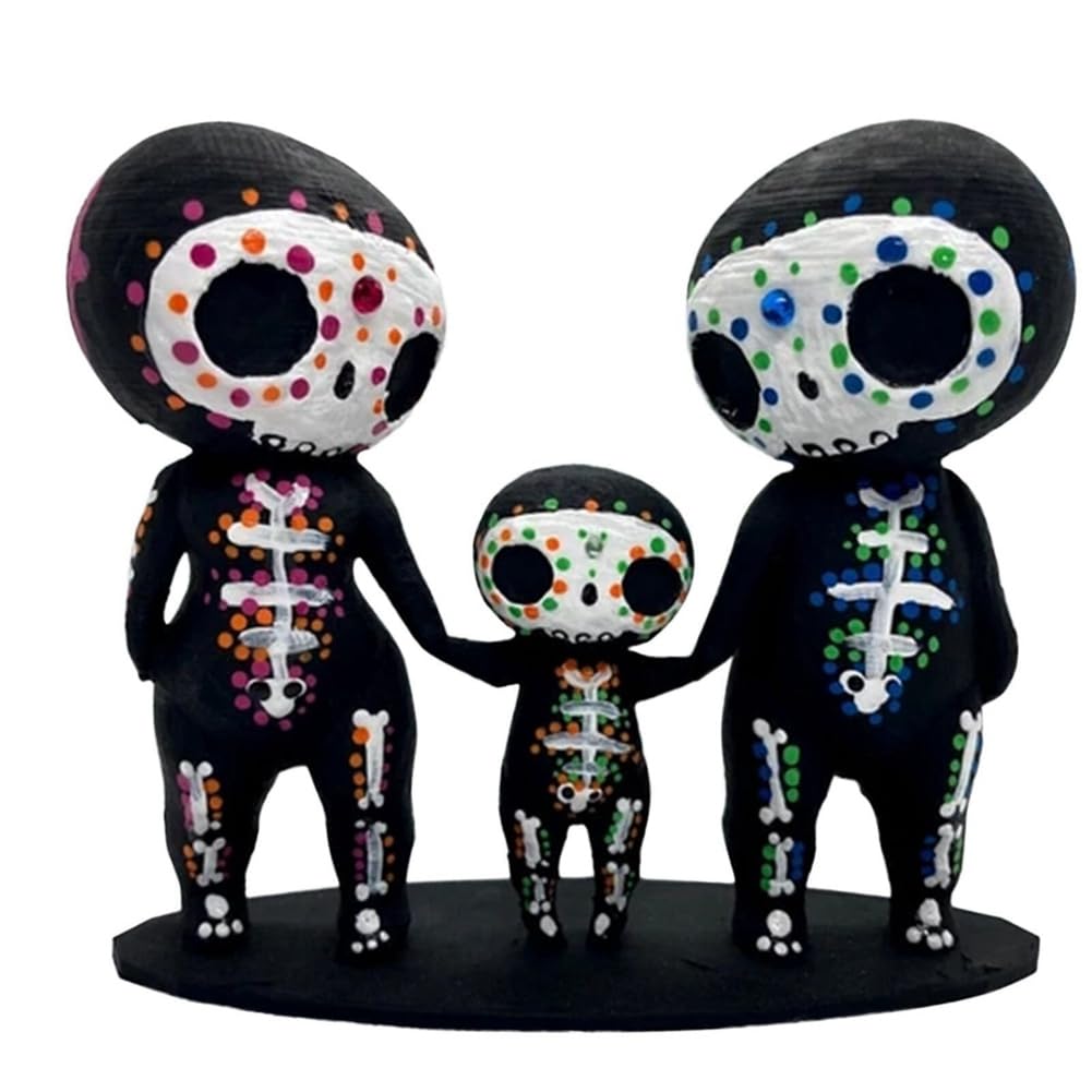 CTRLZS Skull Family Figurines Resin Crafts Cute Statue Decorative Sugar Skulls Hand Easy Install Easy to Use -A