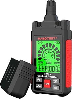testador de gás,ERYUE HT609 Detector de Vazamento de Gás Detector de Gás Combustível com Display LCD Alarme Audível e Visual Temperatura Ambiente e Umidade Metano Gás Natural Detector de Hidrogênio