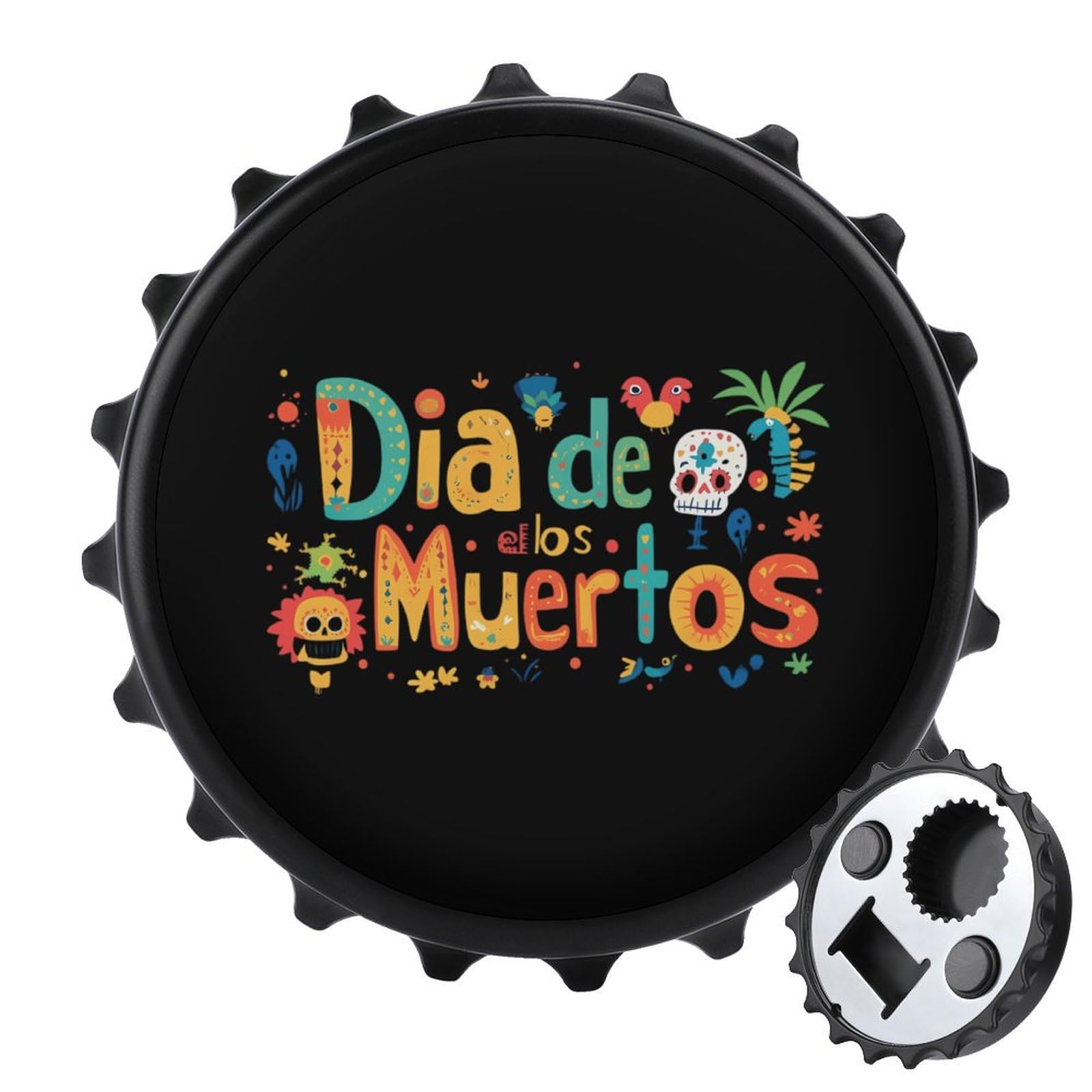Día De Los Muertos 2 in 1 Beer Bottle Opener Wall Mount Opener Portable Easy Storage Gift for Men Women Black-style
