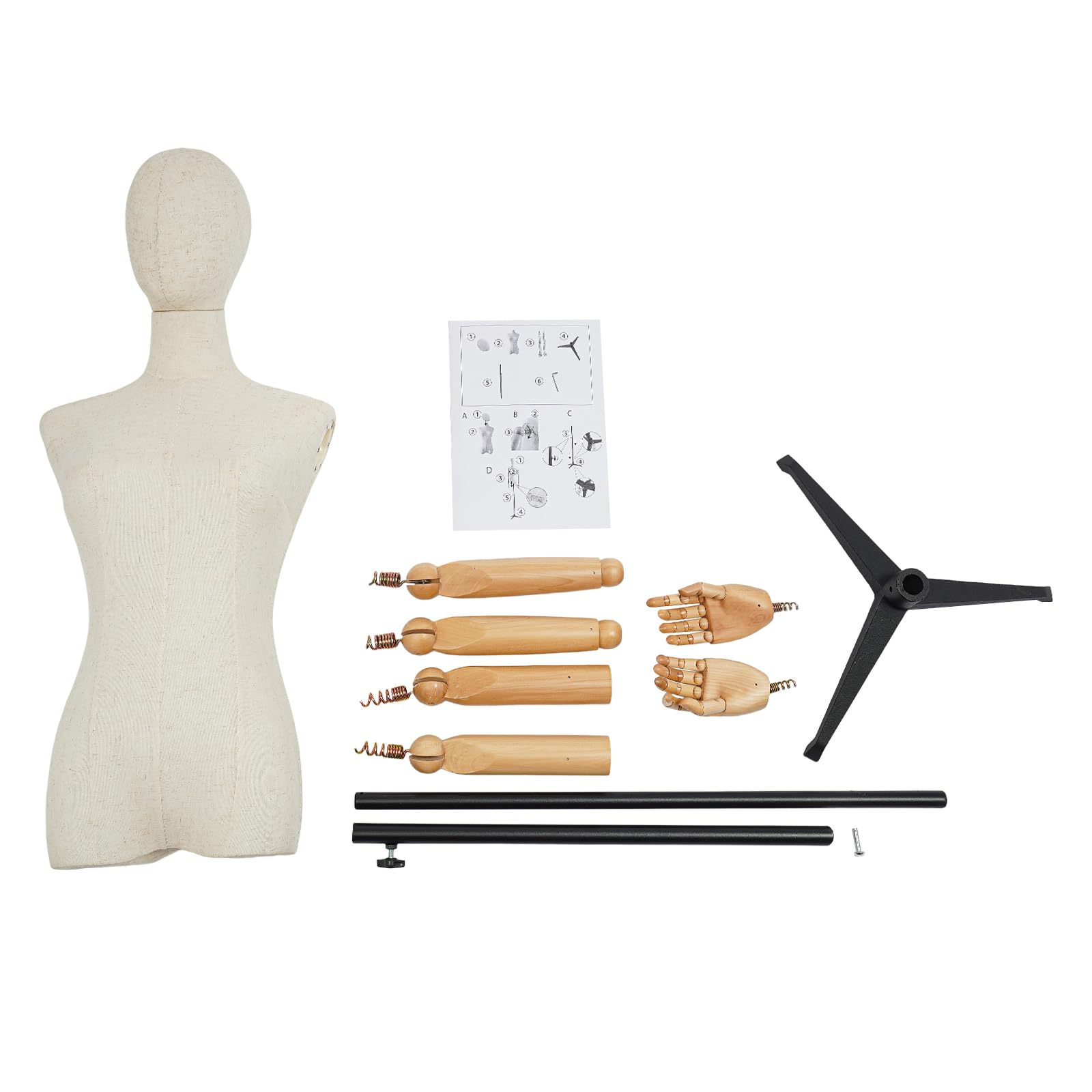Weibliche Schaufensterpuppen,Drehbare Und Bewegliche Mannequin,SchneiderbüSte Mit Verstellbarer HöHe,Kleiderpuppe BüSte Torso Mit Kopf,FüR Boutiquen,BekleidungsgeschäFte,Schaufenster (Schwarz, L)