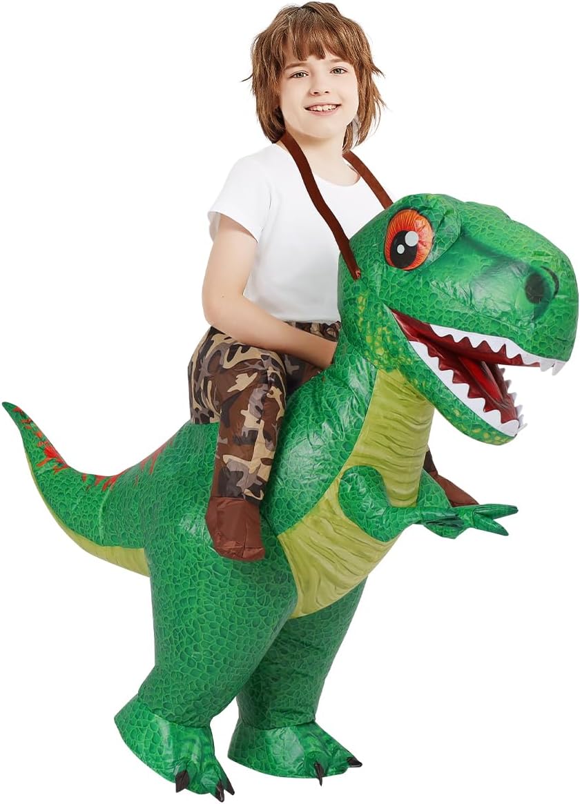 COMIN Inflatable Dinosaur Costume Kids Blow Up T Rex Dino Costumes Funny Fancy Dress for Halloween Party 36''