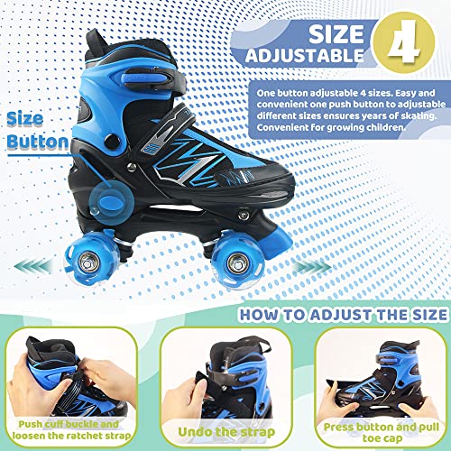 LIRENGUI Kids' Roller Skates for Boys and Girls, Adjustable 4 Sizes