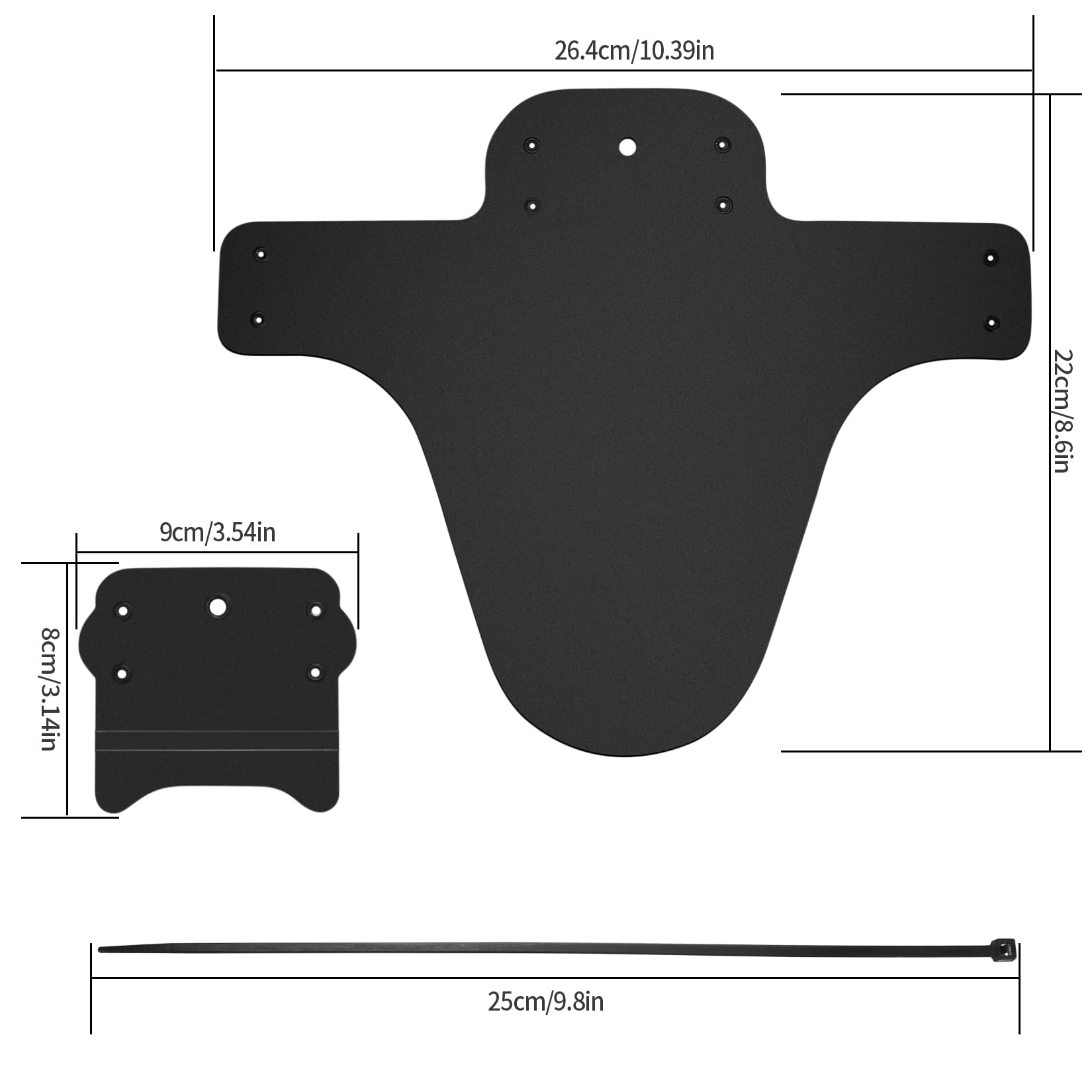 4 Pezzi Parafanghi per Bici, Parafango MTB Anteriore e Posteriore Parafanghi, Bicicletta Parafango con 10 Fascette Cavi per Ciclismo/Corsa/Mountain Bike