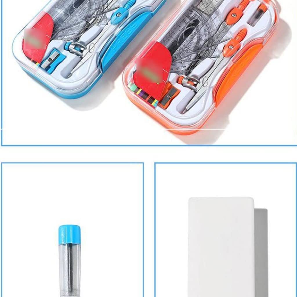 AKAZI Kartografischer Kompass 9-teiliges Kompass-Set Mathematik-Geometrie-Werkzeug-Set mit Blei-Nachfüll-Winkelmesser, multifunktional for Schule, Heim und Büro-Werkzeuge Büro-Kompass (Color : A) (A)