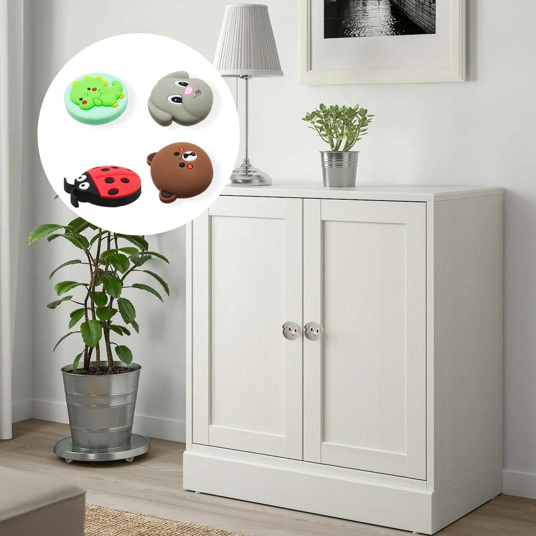 Lot De 4 Poignée Meuble Boutons D'Armoire En Caoutchouc Pour Chambre D'Enfant Boutons De Meubles En Forme D'Animal Pour Enfants Boutons D'Armoire Avec Vis Poignées Pour Armoires