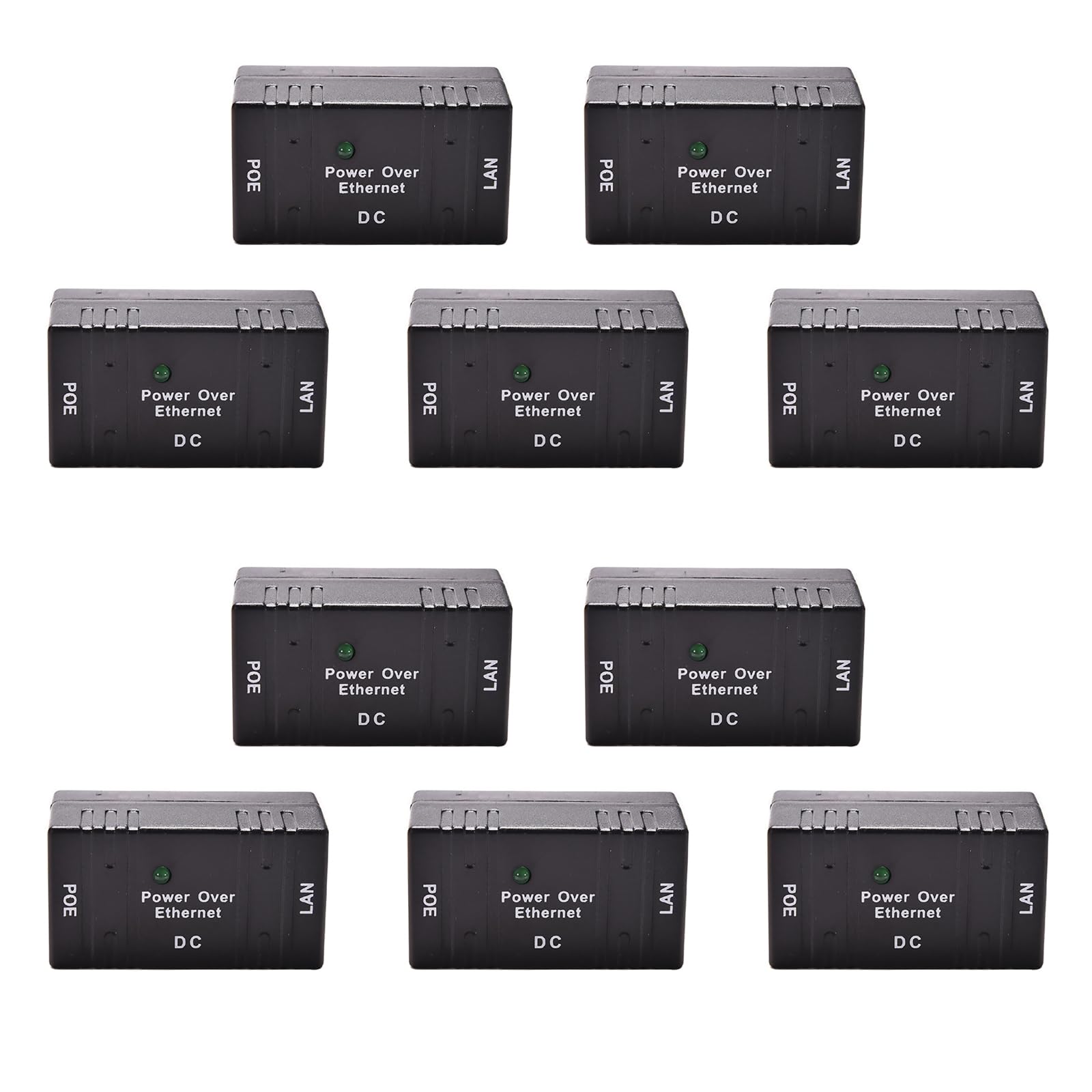 TECKEEN Plug & Play PoE Injector Ethernet Adapter, 10/100Mbp RJ45 Connector AP Network Bridge Power Supply Module, 10 Pcs