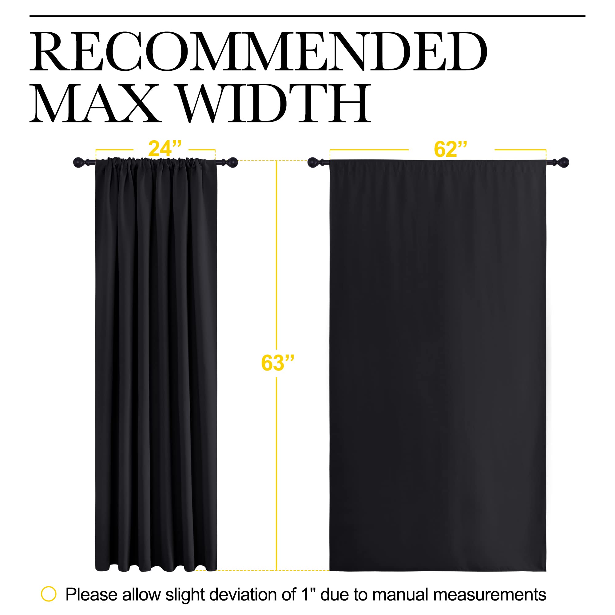 Cortinas opacas de Halloween, color negro, unicolor, con aislamiento térmico, para dormitorio (2 panales, 62 pulgadas de ancho x 63 pulgadas de largo) 7
