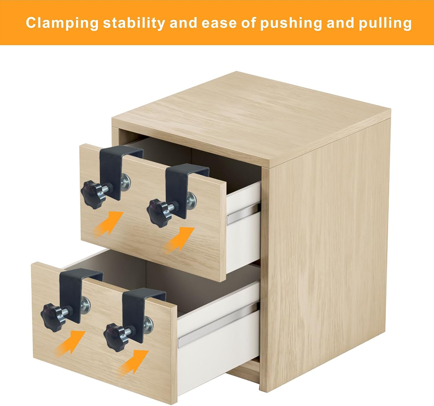 4Pcs Drawer Front Installation Clamps Adjustable Drawer Fixing Clip, Cabinet Hardware Jig C Clamps for Woodworking, Stable and Quick-fitting Drawer Front Mounting Tool Pro Kit, Black