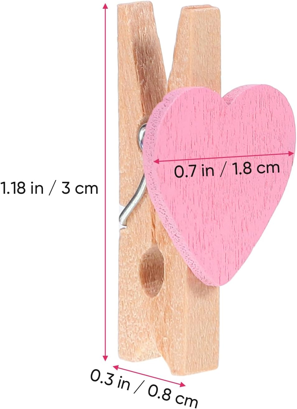 Kisangel Pink Love Clips 50Pcs Small Wooden Photo Holders Heart-Shaped Mini Clothespins for DIY Crafts Cards Paintings Wedding Valentine's Day Decor image 2