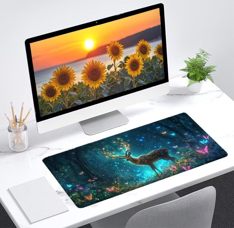 Mouse pad XXL imperméable avec bords cousus et cerf - 2