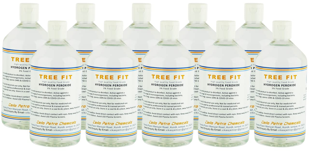 Tree Fit Hydrogen Peroxide 3% w/w FOOD GRADE Pack of 10 | (500 ML X 10 = 5000 ML)
