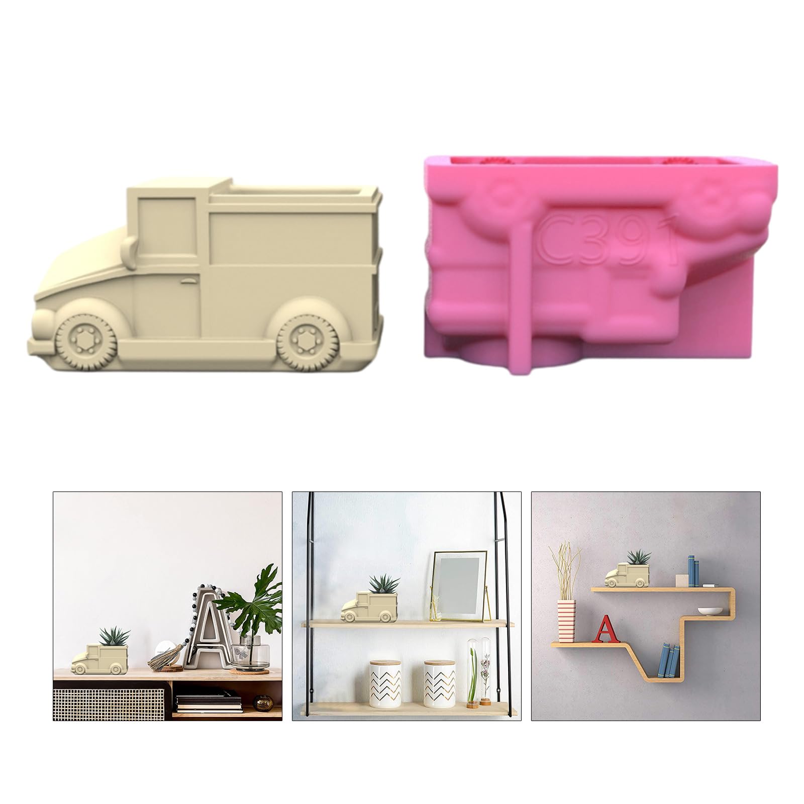 Motorcar Concrete Silicone Pot Mold Flowerpot Clay Cement Plaster Molds Home Garden Flower Pots