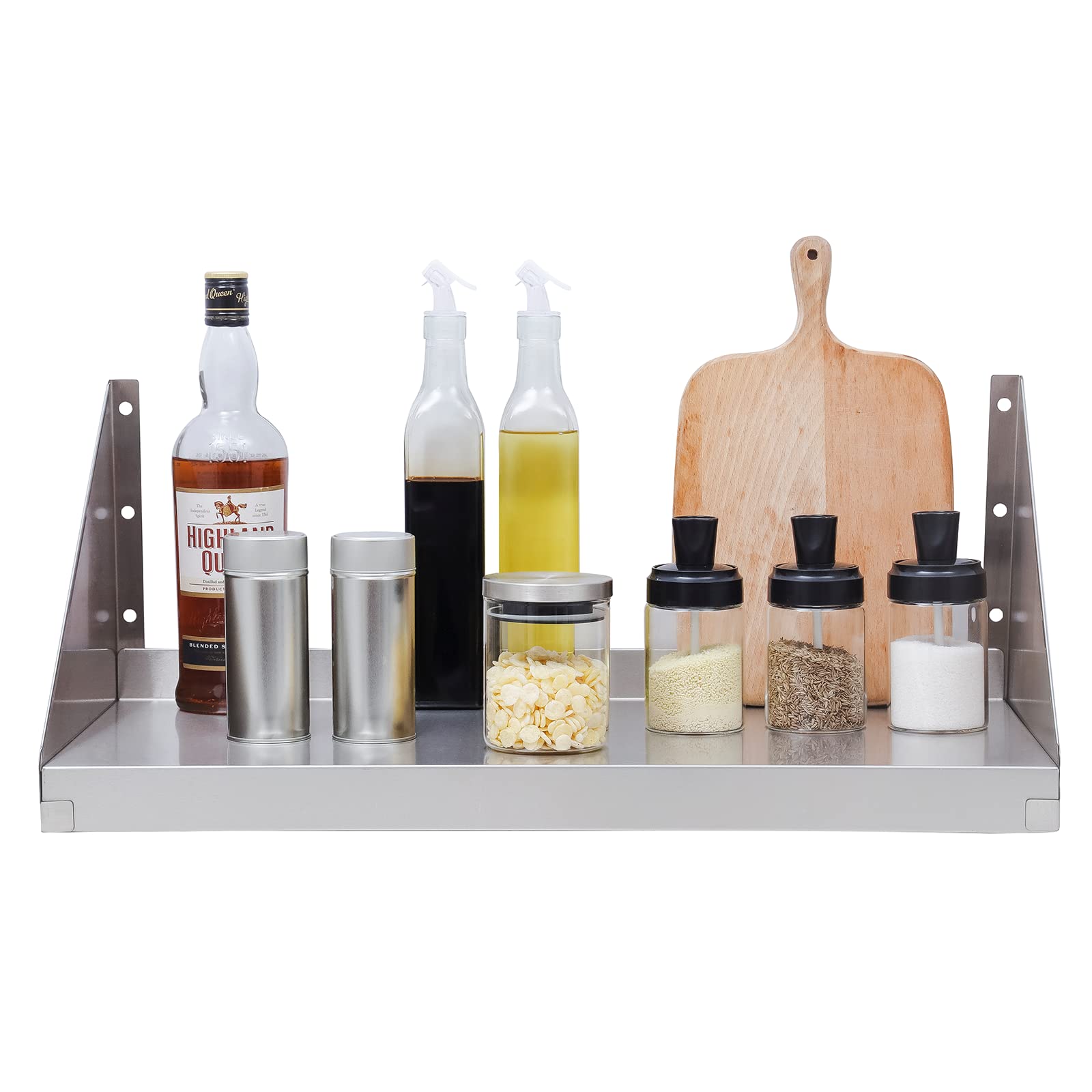 SWOTCATER Stainless Steel Shelf 12"x36" 260LB, Commercial Wall Mounted Floating Shelving for Home Kitchen, Restaurant