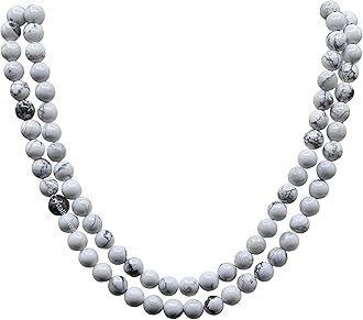 Howlite Crystal Japa Mala Saadi - 108 Beads Buddhist Prayer Beads - AAA Grade Original Healing Gemstone Agate Mala for Yoga Meditation Spiritual Reiki Feng Shui