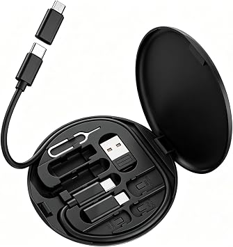 Azvegr Multi USB Charging Adapter Cable Kit, USB C to iOS Adapter for Travel, Conversion Set USB & USB C to Male Micro/USB C/iOS Adapter, Data Transfer, Card Storage, Tray Eject Pin, Phone Holder
