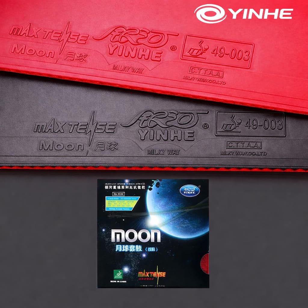 Yinhe Moon Table Tennis Rubber, Max Tense Soft Technology, Loop Drive Topspin and Placement, for Intermediate Players, 2.2mm, ITTF Approved. (RED) 3