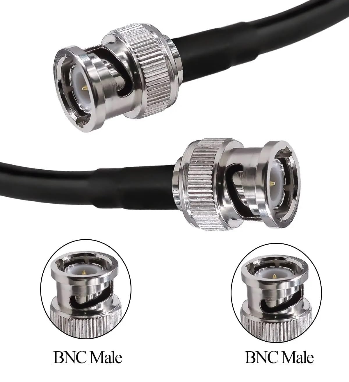 LIHUA RG58 przedłużacz BNC męski na BNC męski kabel koncentryczny CB o niskiej stratności, 30 cm, 50 cm, 1 m, 2 m, 300 cm, 4 m, 5 m, 5 m