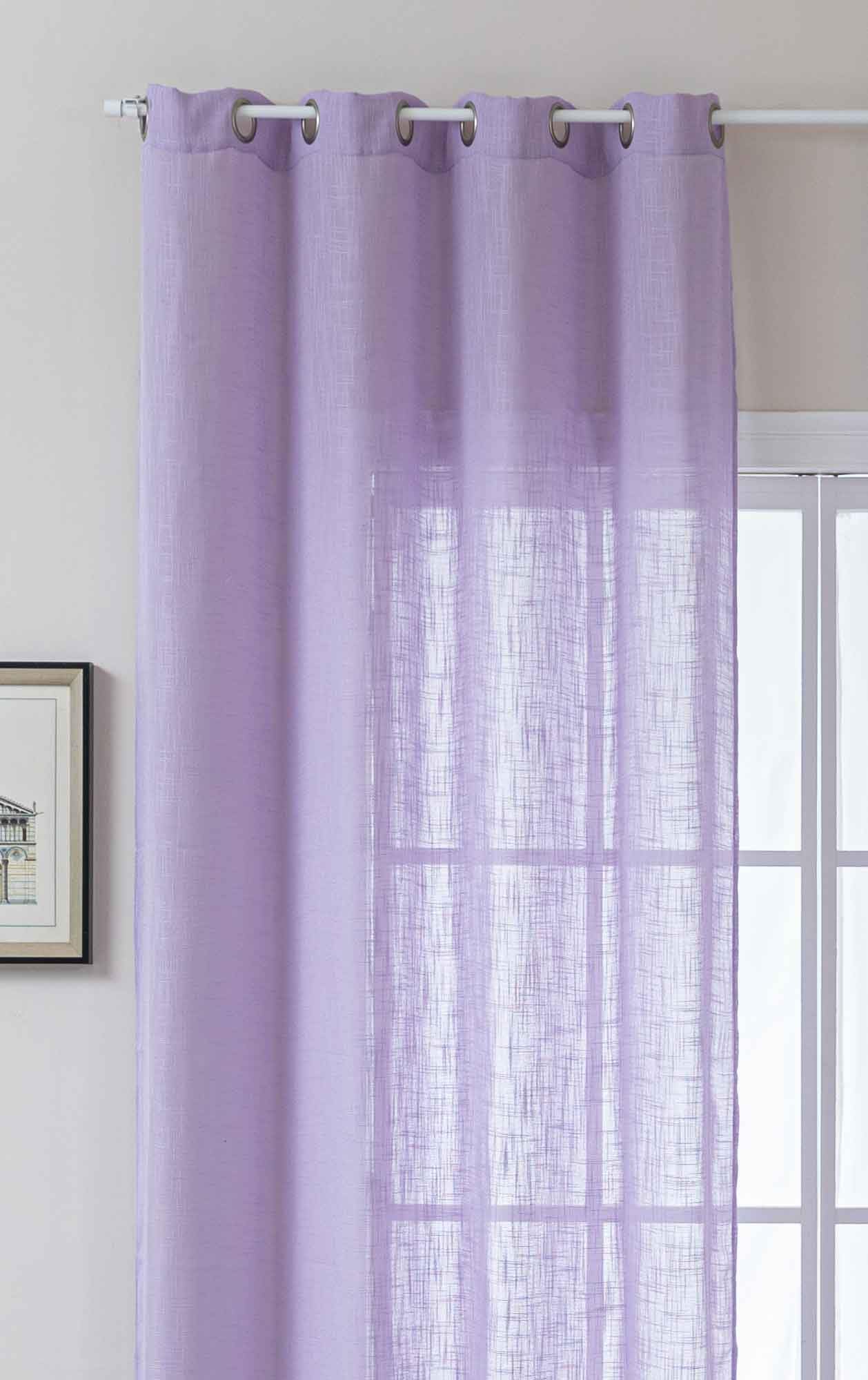 Gardinenbox Seoul 2024110 Curtain Eyelets Coarse Fibre H x W 245 x 140 cm Lilac Eyelets Linen Look Structure Plain Semi-Transparent Opaque