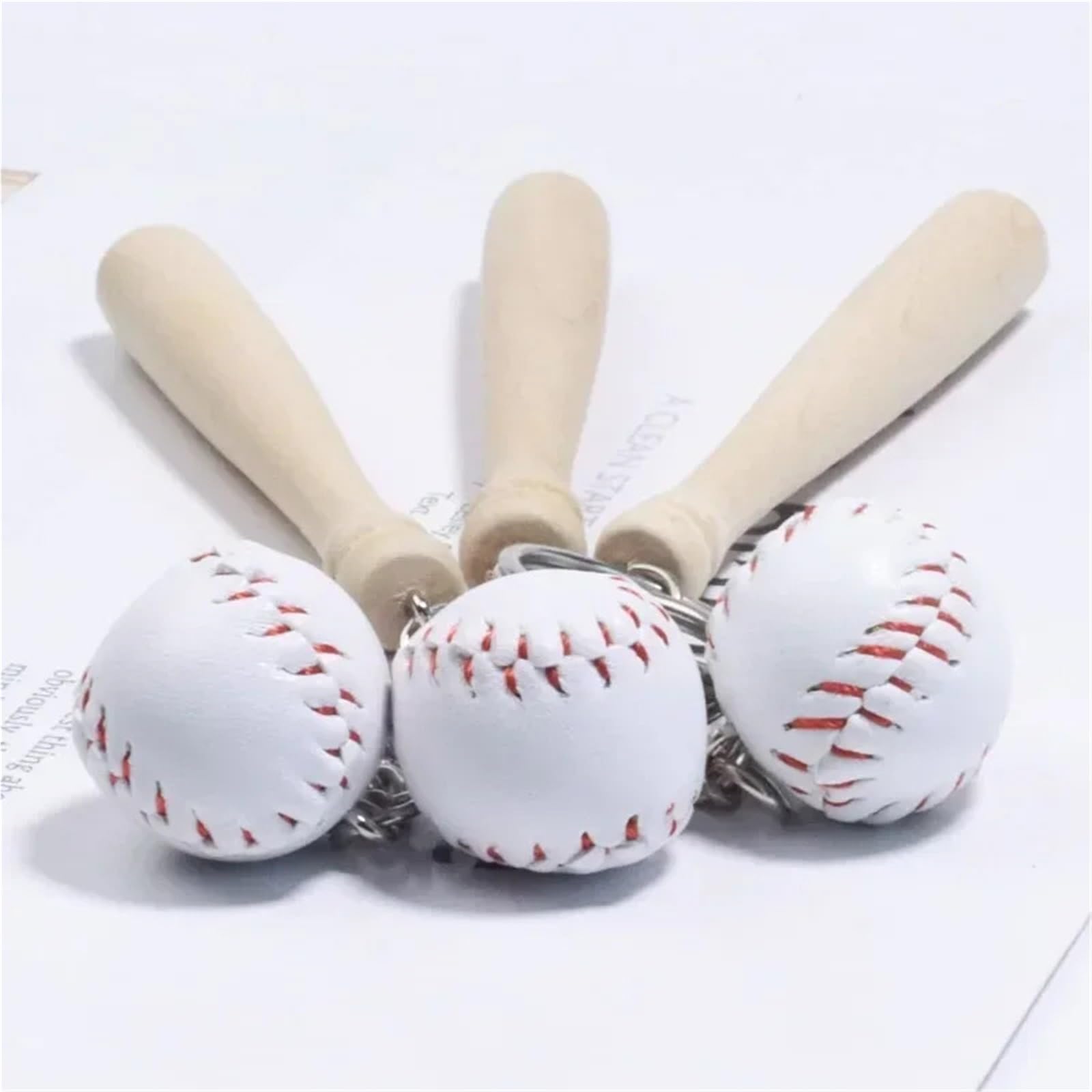 Brelok do softballu 50 szt. Mini drewniany brelok z piłką-nietoperzem(Yellow Ball)