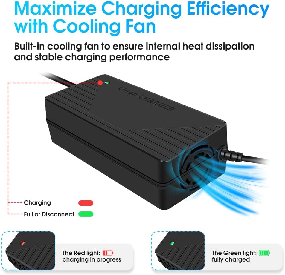 54.6V 3A/5A Charger with 3-in-1 Plug for 48V Lithium Battery Such as Car Truck Lawn Mower Boat Marine Batteries (3A-XLR(Canon Plug)) - Image 5